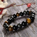 10mm Black Obsidian Tiger Eye Stone Chakra Bracelets Natural Gemstones-Bead W9V1