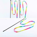 Pet Cat Toys Rainbow Cloth Stripe Tease Cat Rod Funny Supplies Playing Pet F5E0