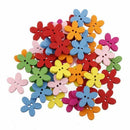 100 pcs Colorful Flower Wood Buttons Sewing Scrapbooking Craft