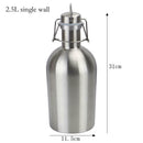 Beer Growler Stainless Steel Swing Top Hip Flask Bottle Travel Picnic 2.5L