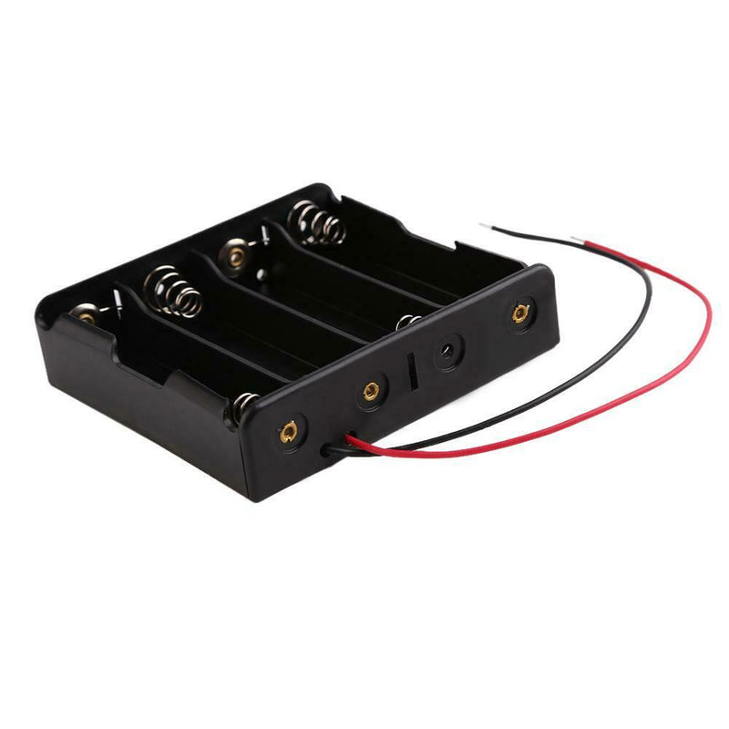 Plastic AA Battery Storage Box 4 Slot DIY Batteries Clip with Wire Lead Pin