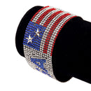 Hot Infinity Love USA With Flag Charms Rhinestone Bracelet- Red/Blue/White