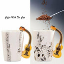 Creative novelty guitar handle ceramic cup free spectrum coffee milk tea cu