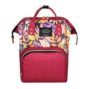 Mummy Maternity Backpacks Plant Print Baby Diaper Shoulder Bags (Red)