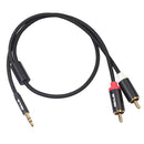 Durable Braided Copper Core 3.5mm To 2 RCA Splitter Cable Wire Cord 50cm