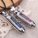 Pair of Couple Bullet Sand Clock Pendant Necklace Boy Girl Jewelry
