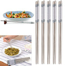 1 Pairs Reusable Chopsticks Metal Korean Chinese Stainless Steel Chop Sticks