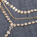 Multilayer Sequins Rhinestone Tassel Pendants Chain Necklace Choker Collar  G7B5