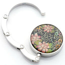 Bag Hook Bag Holder Handbag Holder Foldable Hook, Round Flower Pattern B3O2