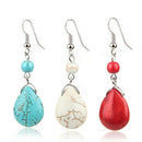 Retro Simple Drops Natural Stone Turquoise Earrings Featured Texture Stone  L5V3