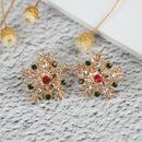 Lovely Rhinestone Alloy Christmas Snowflake Shape Stud Earring Lady's Jewe 3C