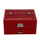Crocodile Pattern Jewelry Box With Drawer Double Necklace Earrings Storage