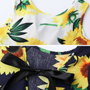 Kids Dresses For Girls Summer Sunflower Dress Sleeveless Flower Print Bow D V9K3