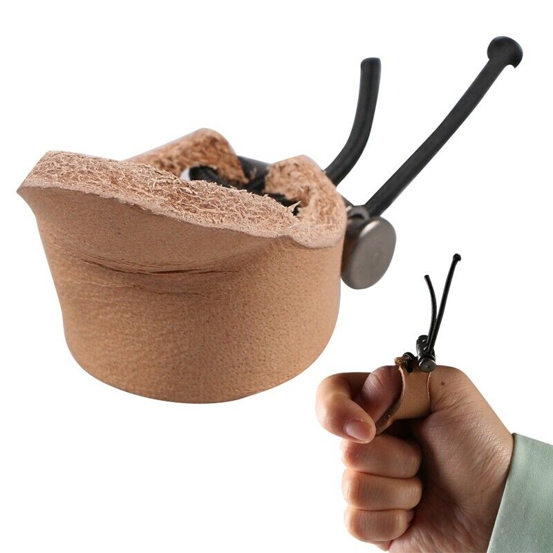 Thicken Cow Leather Thumb Finger Tip Protector Guard Ring Tab Leather Hunti