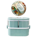 3 IN1 Kids Lunch Box Wheat Straw Box Microwave Food Fruit Storage Container
