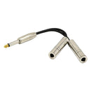 8" Long 6.35mm Plug Male To Twin 6.5mm Mono Female Audio Y Splitter