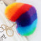 Rainbow Heart Fluffy Ball Keychain Car Key Ring Holder Bag Charm Ornament