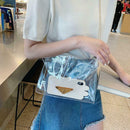 WomenTransparent PVC Envelope Messenger Bags Crossbody Clutch Totes (Clear) A