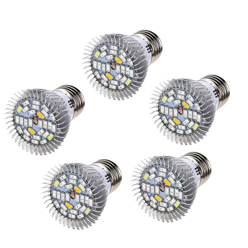 Set of 5 E27 10W Full Spectrum LED Growing Light Bulb Lamp For Flower Indoor