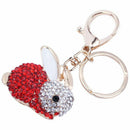 Rabbit Keychain Rhinestone Crystal Keyring Key Ring Chain Bag Charm Pendant