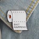 Creative Toilet Roll Paper Brooch Badges Jacket Backpack Decor Pins (White) A