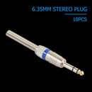 10pcs 6.35mm Stereo Amplifier Microphone Plug Jack Stereo Audio Connector