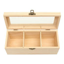 Wood Tea Caddies Tea Bag Jewelry Organizer Chest Storage Box 3 Compartments H2O7