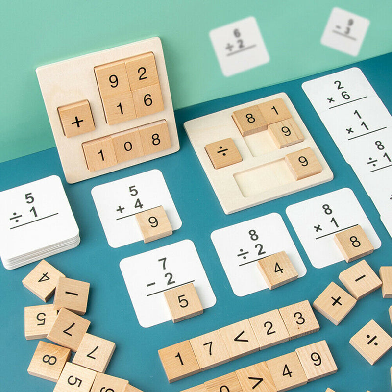 Wooden Number Math Calculate Board Montessori Puzzle Kids Educational Toys