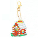 4pcs Art Full Drill Special Shaped DIY Diamond House Keychain Painting Kit