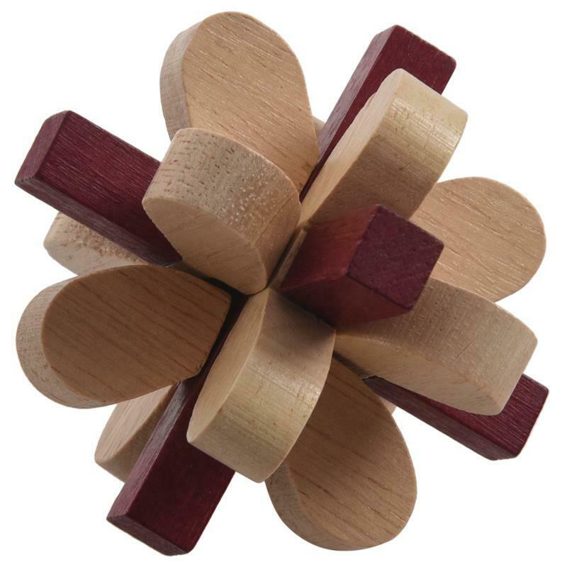 Wooden Double Color Plum Lock Lilac Locks Logic Puzzle Burr Puzzles Brain T Z2P5
