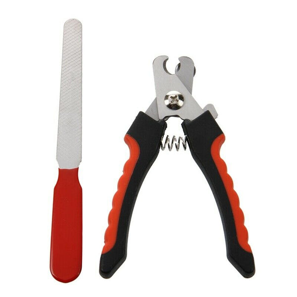 Stainless steel nail clipper file for pet dogs red black small size O1H4