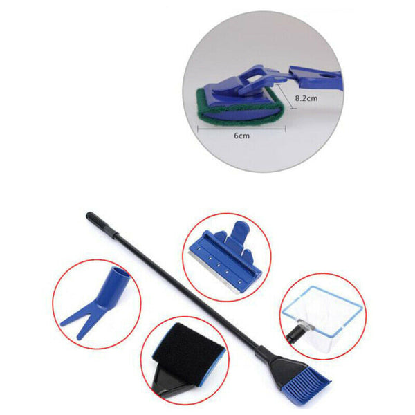 Fish Tank Aquarium Cleaning Kit Glass Brush Fishnet Magnetic Cleaner Tools GQH