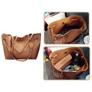 2pcs/set Women Litchi Pattern Handbags Solid Color Clutch (Light Brown)