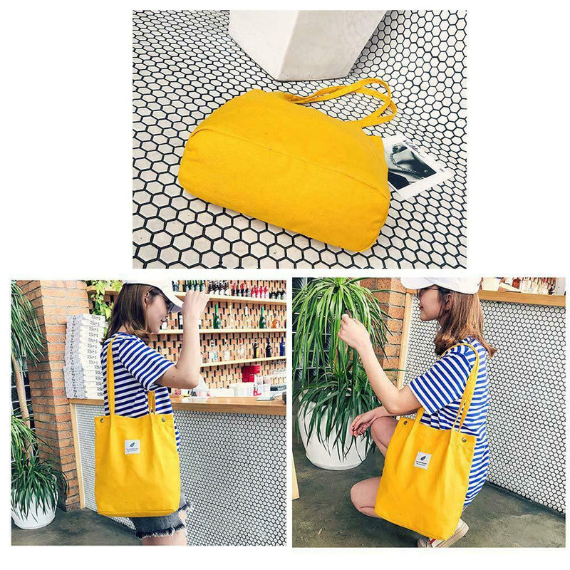 Fashion Women Handbag Canvas Totes Large Capacity Shoulder Bag (Yellow)