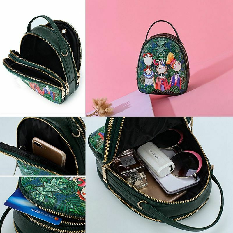 Ms. bag quilting forest girl printing green PU leather fashion trend should Z1Q6