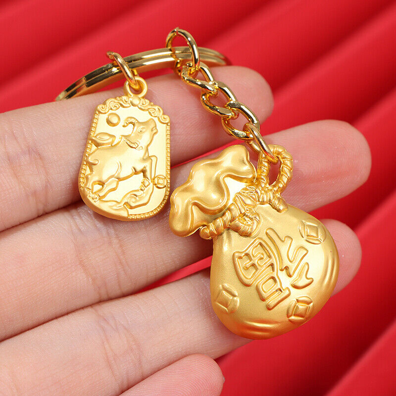 2021 Chinese Wind Ox Year lucky Bag Treasure Creative Fortune Car Keychain G Hn