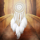 White Handmade Lace Dream Catcher Feather Bead Hanging Decor Ornament