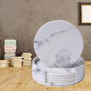 6 Pcs Coasters Marble Pu Leather Round Heat Insulation Table Placemat Drink Q7E1
