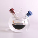 2 Outlets Glass Olive Oil Dispenser Jar Vinegar Bottle Kitchen Sauce Cruet C