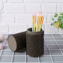 Elegant Leather Makeup Brush Holder Cosmetic Pens Storage Organizer (Black) A