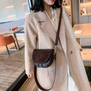 Retro Crossbody Handbag Women Semicircle PU Leather Shoulder Bag (Coffee) A
