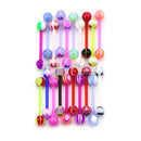 20Pcs/Set Mixed Colors Barbell Ball Tongue Bar Rings Body Piercing Jewe OZ