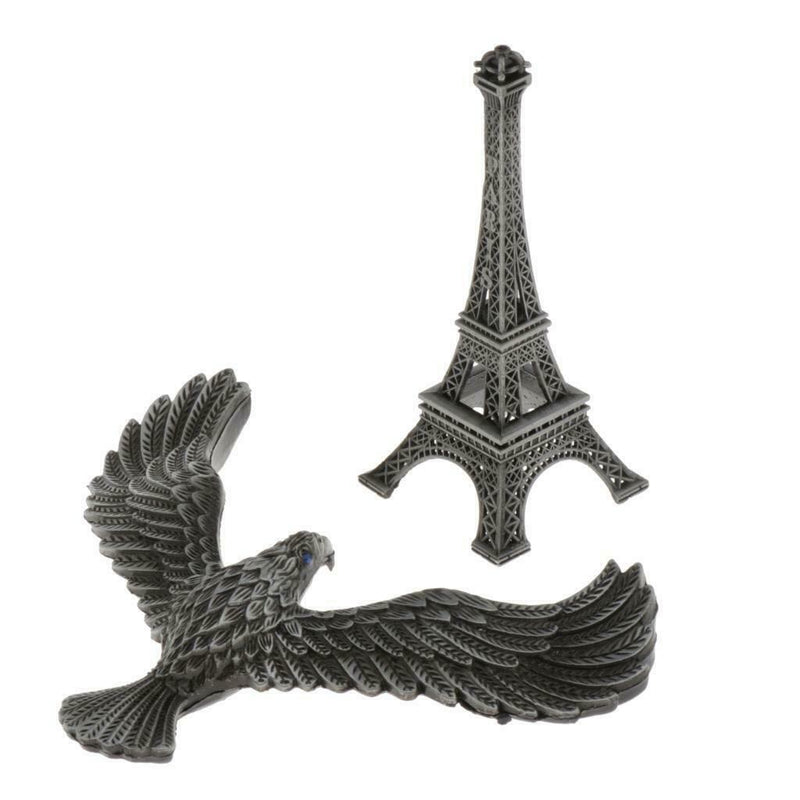 Creative Iron Tower Balance Eagle Statue Gift DIY Craft gray bronze 12cm