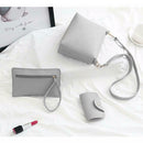 4pcs/set Litchi Pattern Women Shoulder Crossbody Handbags Clutch (Grey)