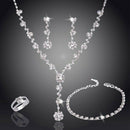 Rhinestone Crystal Necklace Bracelet Earrings Ring Wedding Bridal Jewellery Set