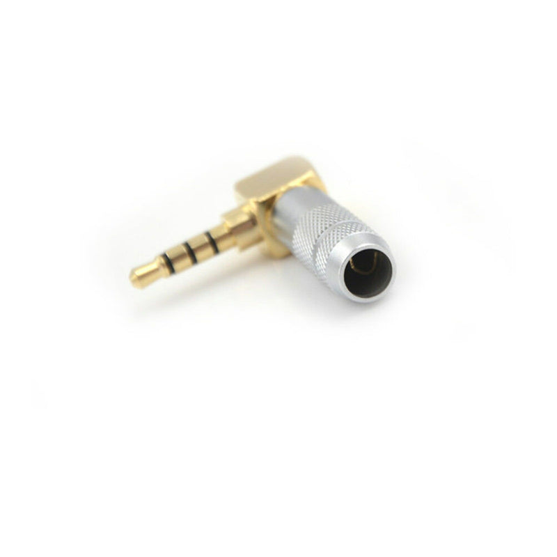Metal Stereo 3.5mm 4 Pole 90 Degree Repair Headphone Jack Plug Cable Solder OHK