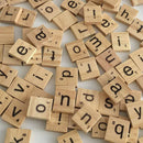 100 Wooden Alphabet Scrabble Tiles Black Letters & Numbers For Crafts Wood