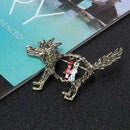 Cute Cartoon Wolf Hat Shape Breastpin for Women Hollow Out Brooches Jewelry