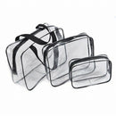 Hot 3pcs Clear Cosmetic Toiletry PVC Travel Wash Makeup Bag (Black)