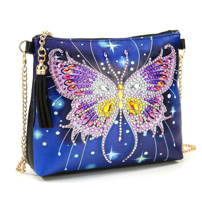 DIY Butterfly Special Shaped Diamond Painting Leather Chain Messenger Bags